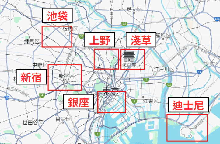 東京住宿推薦地圖